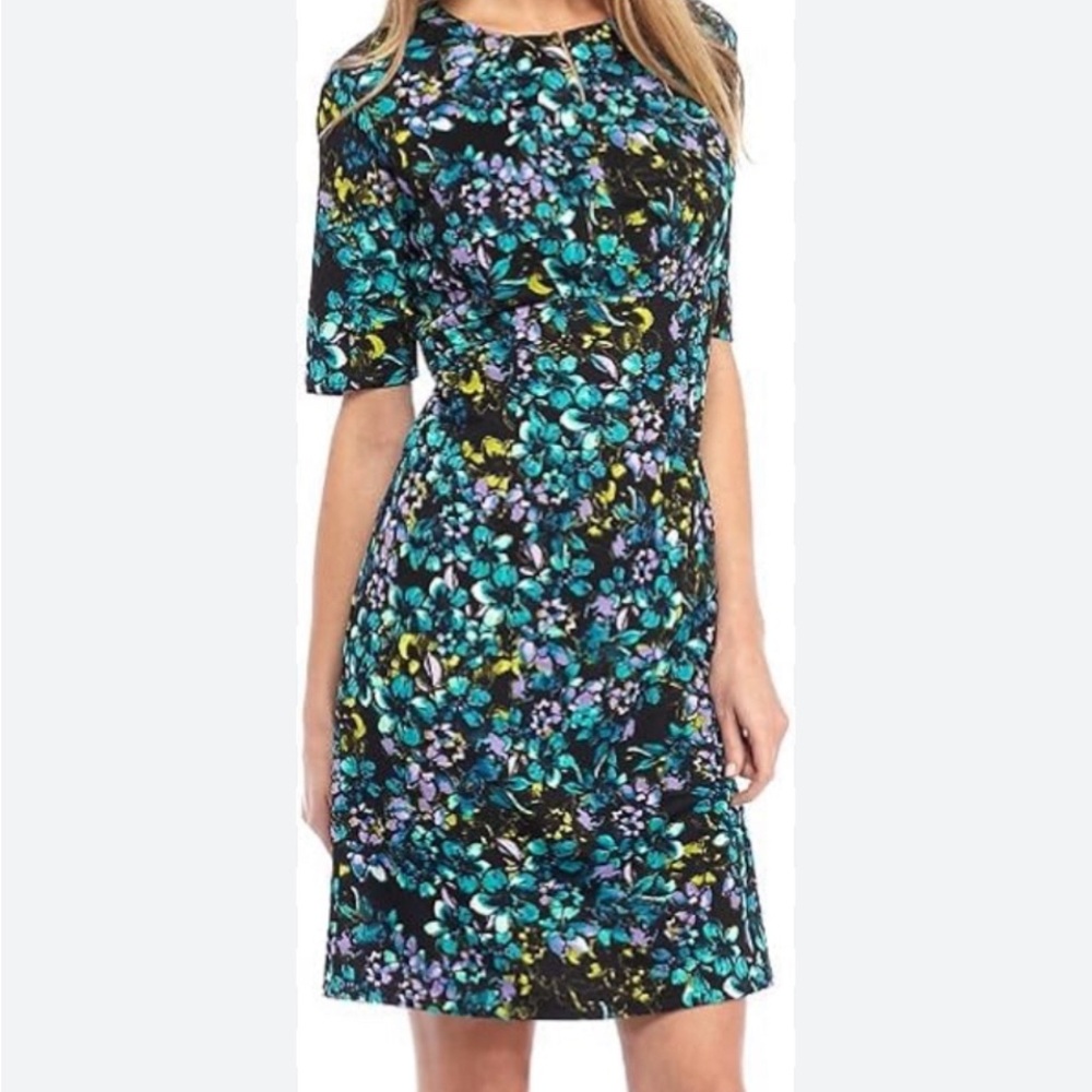 Blue, black and purple floral dress